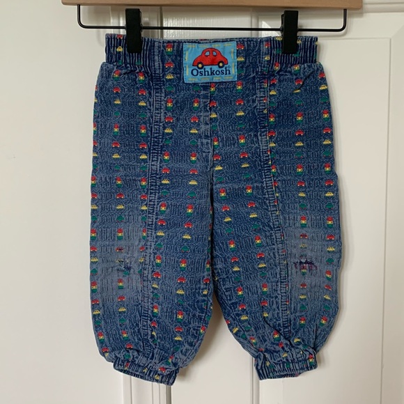 OshKosh B'gosh Other - Oshkosh Toddler 18 Months Car Print Denim Jeans Pants Vintage 90s Boy Girl